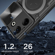 For Tecno Camon 20 4G / 20 Pro 4G CD Texture Sliding Camshield Magnetic Holder Phone Case(Black)