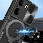 For Tecno Camon 20 4G / 20 Pro 4G CD Texture Sliding Camshield Magnetic Holder Phone Case(Purple)