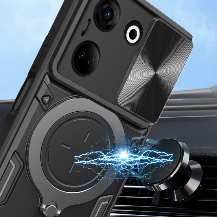 For Tecno Camon 20 4G / 20 Pro 4G CD Texture Sliding Camshield Magnetic Holder Phone Case(Purple)