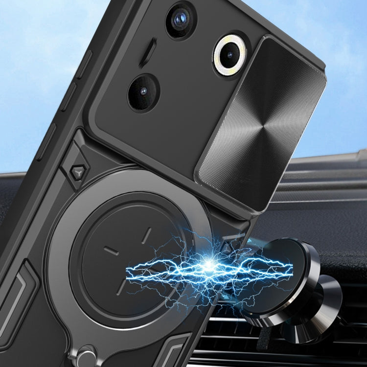 For Tecno Camon 20 Pro 5G CD Texture Sliding Camshield Magnetic Holder Phone Case(Blue)