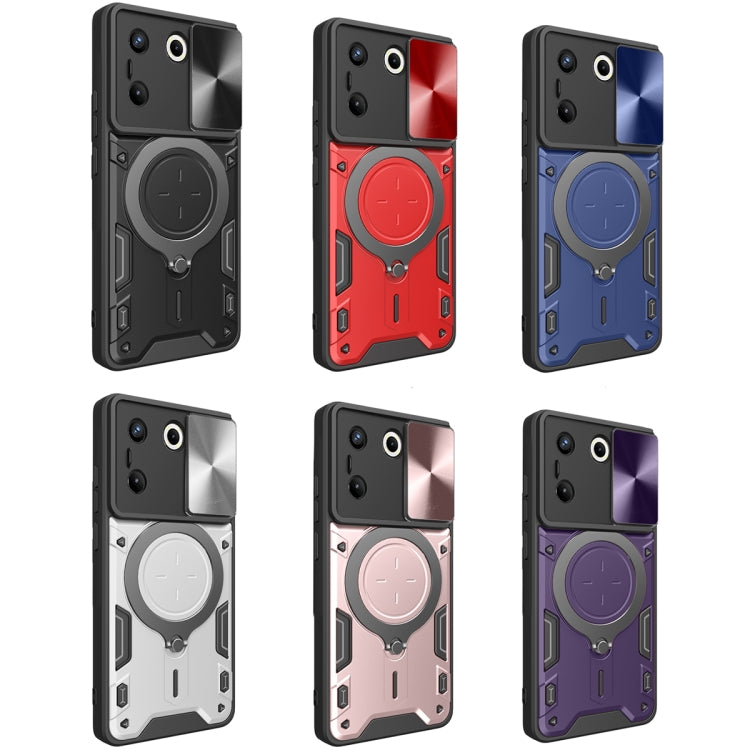 For Tecno Camon 20 Pro 5G CD Texture Sliding Camshield Magnetic Holder Phone Case(Purple) - Tecno Cases by PMC TechLife | Online Shopping South Africa | PMC TechLife | Buy Now Pay Later Mobicred