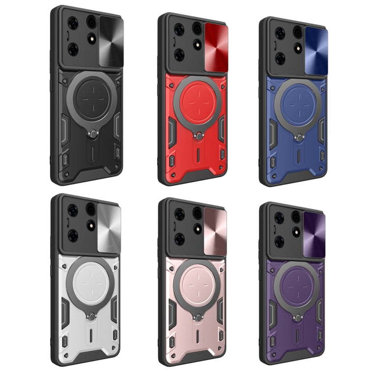 For Tecno Spark 10 Pro 4G CD Texture Sliding Camshield Magnetic Holder Phone Case(Purple)