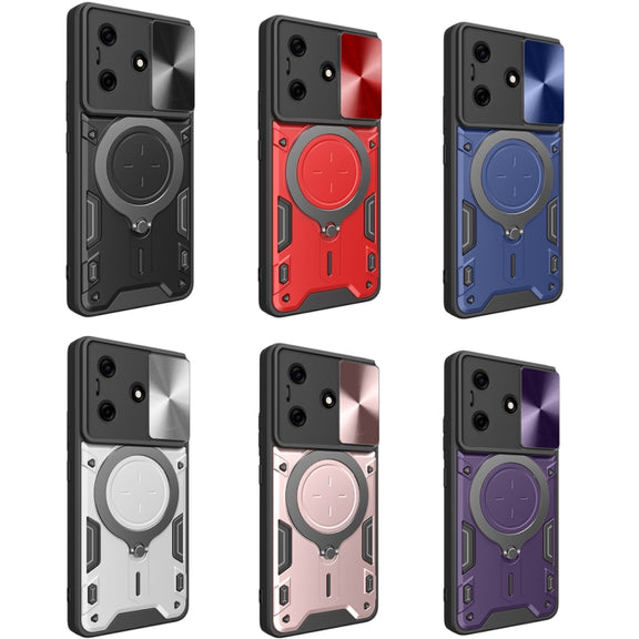 For Tecno Spark 10 / Spark 10C CD Texture Sliding Camshield Magnetic Holder Phone Case(Purple)