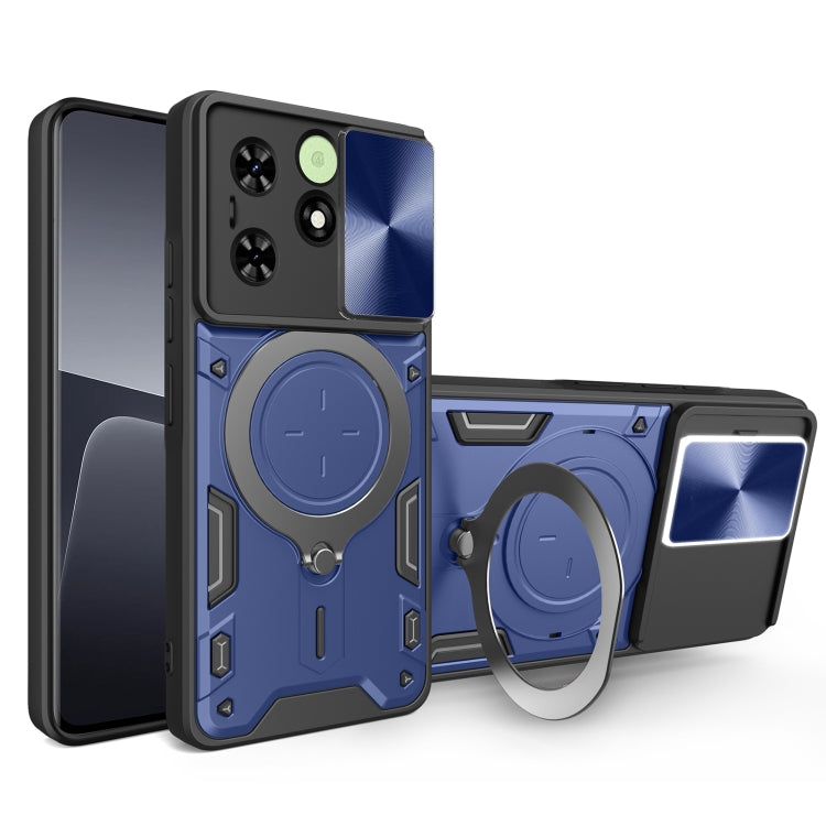 For Tecno Spark Go 2024/Spark 20 CD Texture Sliding Camshield Magnetic Holder Phone Case(Blue) - Tecno Cases by PMC TechLife | Online Shopping South Africa | PMC TechLife | Buy Now Pay Later Mobicred