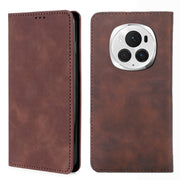For Honor Magic6 Pro Skin Feel Magnetic Leather Phone Case(Dark Brown)