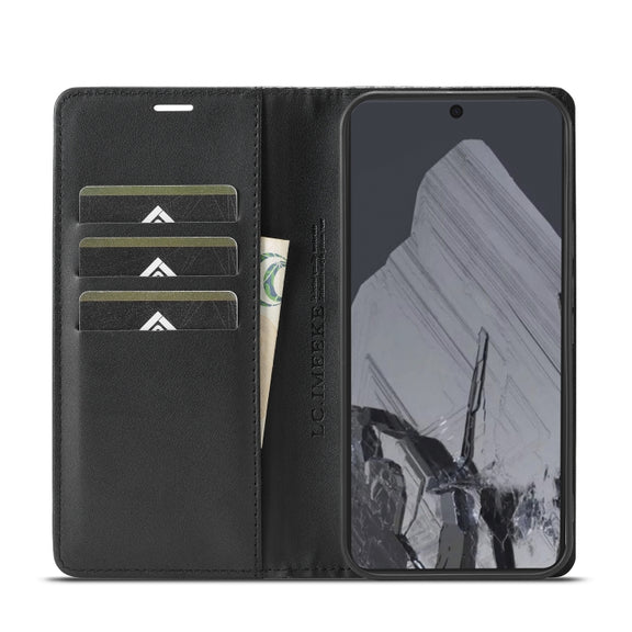 For Google Pixel 9 Pro LC.IMEEKE Carbon Fiber Leather Phone Case(Horizontal Black)