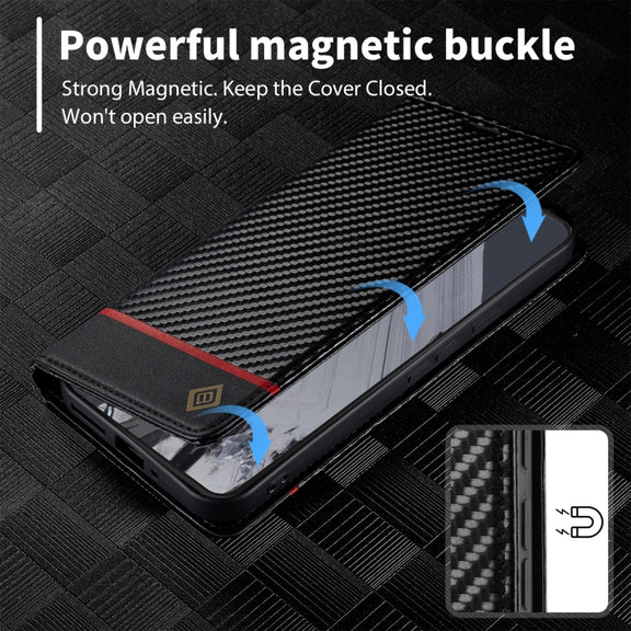 For Google Pixel 9 Pro LC.IMEEKE Carbon Fiber Leather Phone Case(Horizontal Black)