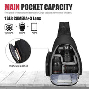 Cwatcun D17 Camera Shoulder Crossbody Backpack(Black)