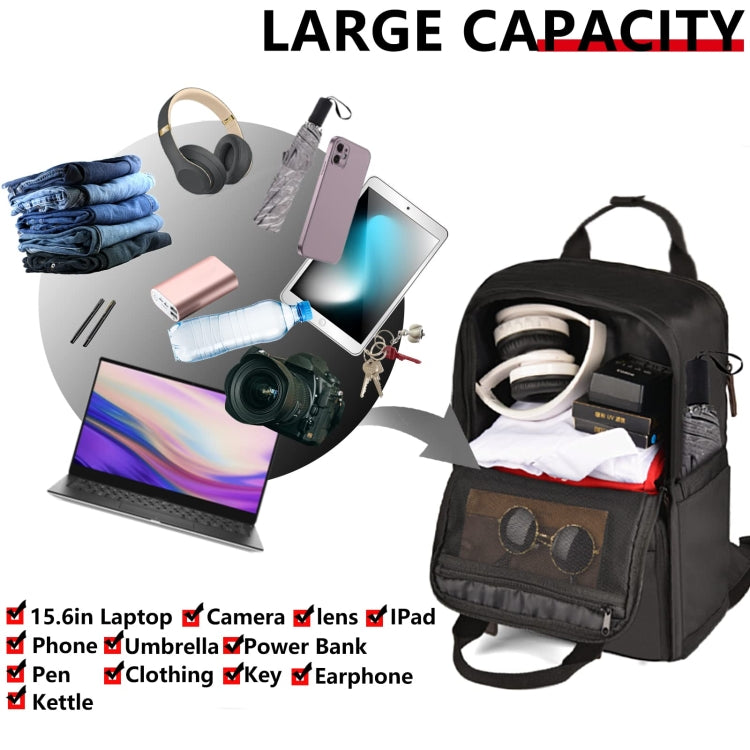 Cwatcun D78 Camera Laptop Backpack Bag With Detachable Insert Camera Case(Black)