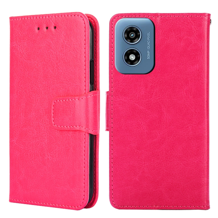 For Motorola Moto G Play 4G 2024 Crystal Texture Leather Phone Case(Rose Red) - Motorola Cases by PMC Jewellery | Online Shopping South Africa | PMC Jewellery | Buy Now Pay Later Mobicred