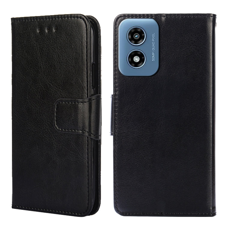 For Motorola Moto G Play 4G 2024 Crystal Texture Leather Phone Case(Black) - Motorola Cases by PMC Jewellery | Online Shopping South Africa | PMC Jewellery | Buy Now Pay Later Mobicred