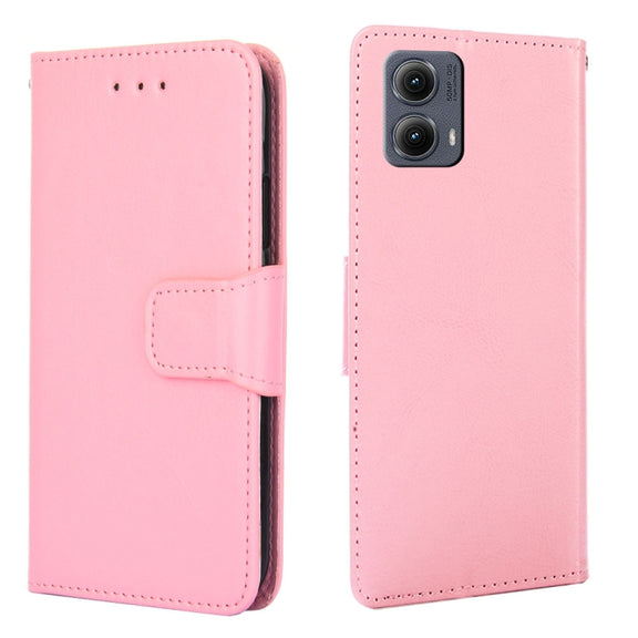 For Motorola Edge 5G 2024 Crystal Texture Leather Phone Case(Pink)