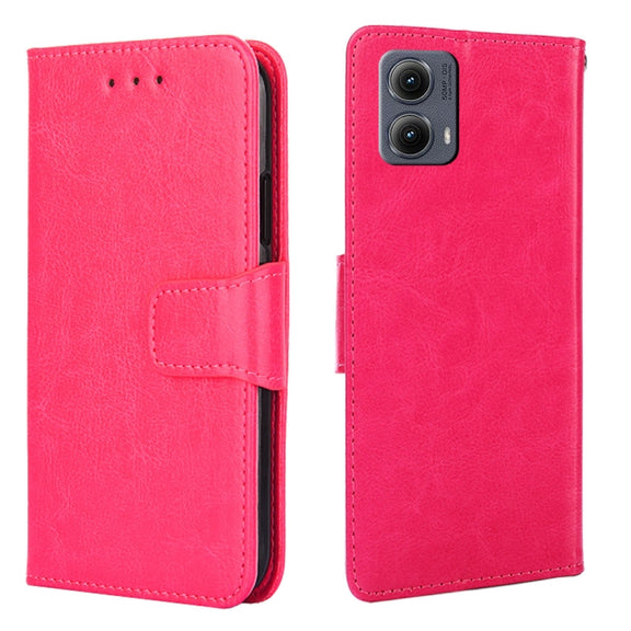 For Motorola Edge 5G 2024 Crystal Texture Leather Phone Case(Rose Red)