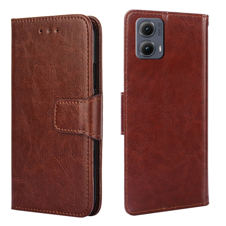 For Motorola Edge 5G 2024 Crystal Texture Leather Phone Case(Brown) - Motorola Cases by PMC Jewellery | Online Shopping South Africa | PMC Jewellery | Buy Now Pay Later Mobicred