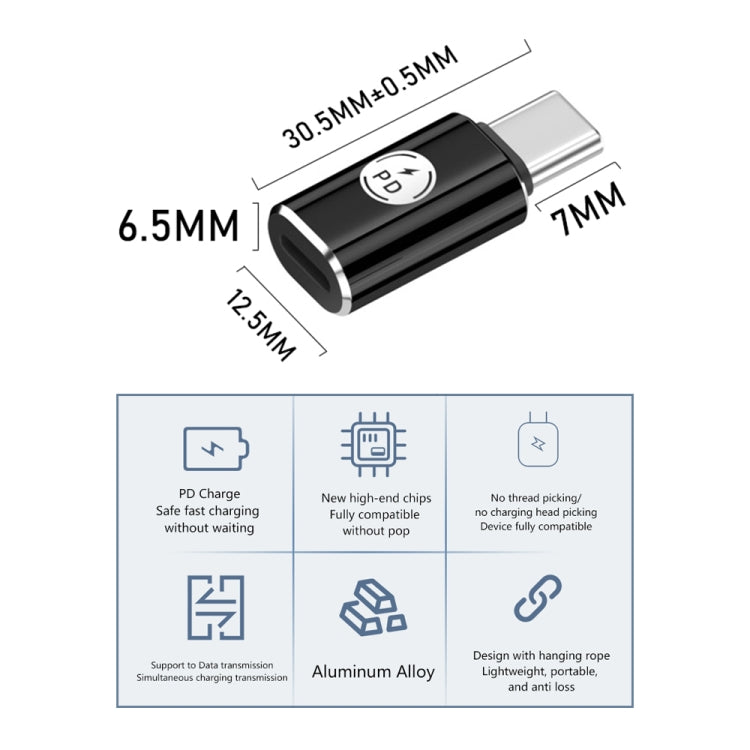 PD27W USB-C / Type-C to 8 Pin Adapter(Black)