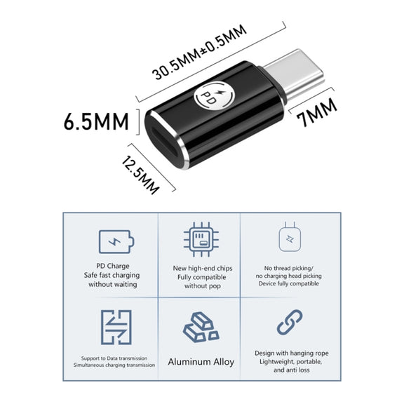 PD27W USB-C / Type-C to 8 Pin Adapter(Blue)
