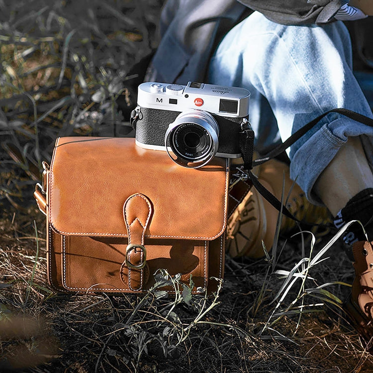 Cwatcun D80 Retro Leather Camera Shoulder Bag, Size:22 x 16 x 12cm Faux Leather Small(Brown) - free shipping - PMC TechLife - Order now!