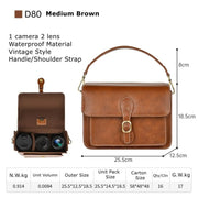 Cwatcun D80 Retro Leather Camera Shoulder Bag, Size:25.5 x 18.5 x 12.5cm Faux Leather Medium(Brown)