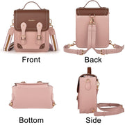 Cwatcun D81 Retro Camera Crossbody Bag Vintage PU Leather Water-resistant Camera Handbag(Brown Pink)