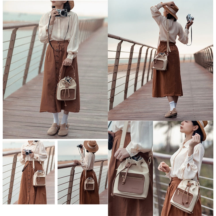 Cwatcun D82 Bundle Drawstring Lens Bag PU Crossbody Camera Bag(Coffee) - free shipping - PMC TechLife - Order now!