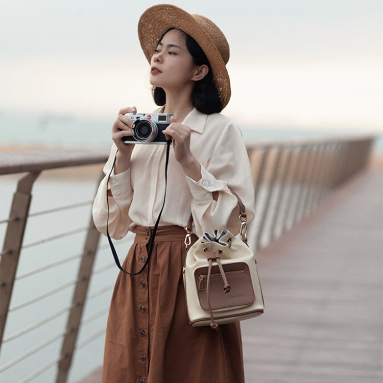 Cwatcun D82 Bundle Drawstring Lens Bag PU Crossbody Camera Bag(Coffee) - free shipping - PMC TechLife - Order now!