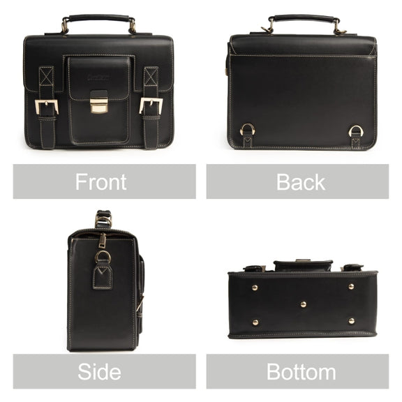 Cwatcun D83 Vintage Small Camera Case Leather Camera Messenger Bag, Size:30 x 21.5 x 12.5cm(Black)