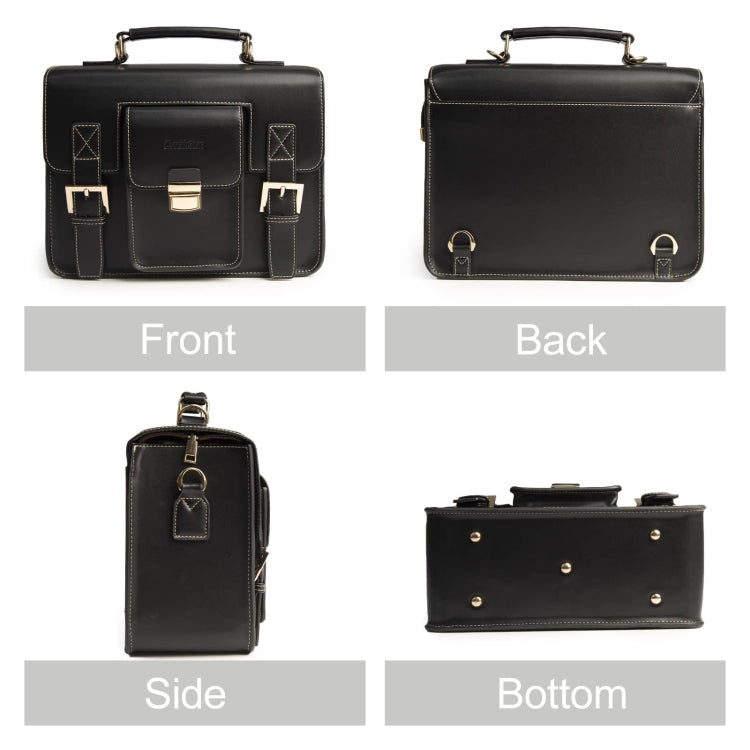 Cwatcun D83 Vintage Small Camera Case Leather Camera Messenger Bag, Size:30 x 21.5 x 12.5cm(Black)