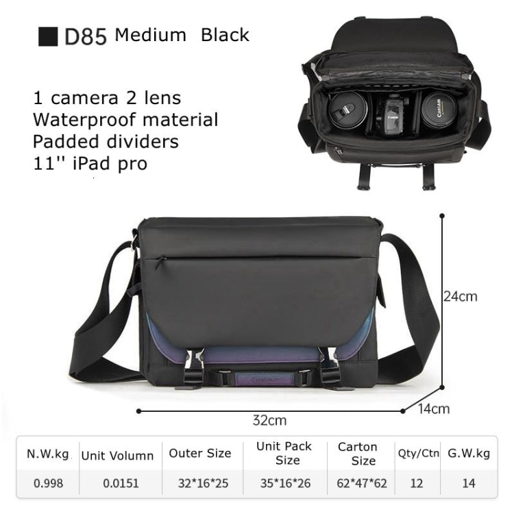 Cwatcun D85 Camera Bag Side Quick Access Camera Messenger Case Waterproof Bag, Size:32 x 14 x 24cm Medium(Black) - free shipping - PMC TechLife - Order now!