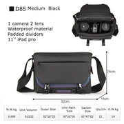 Cwatcun D85 Camera Bag Side Quick Access Camera Messenger Case Water-resistant Bag, Size:32 x 14 x 24cm Medium(Black)