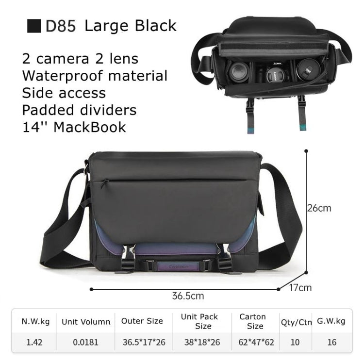 Cwatcun D85 Camera Bag Side Quick Access Camera Messenger Case Waterproof Bag, Size:36.5 x 17 x 26cm Large(Black) - free shipping - PMC TechLife - Order now!