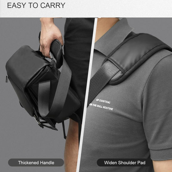 Cwatcun D85 Camera Bag Side Quick Access Camera Messenger Case Water-resistant Bag, Size:36.5 x 17 x 26cm Large(Black)