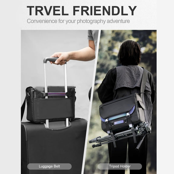 Cwatcun D85 Camera Bag Side Quick Access Camera Messenger Case Water-resistant Bag, Size:36.5 x 17 x 26cm Large(Black)