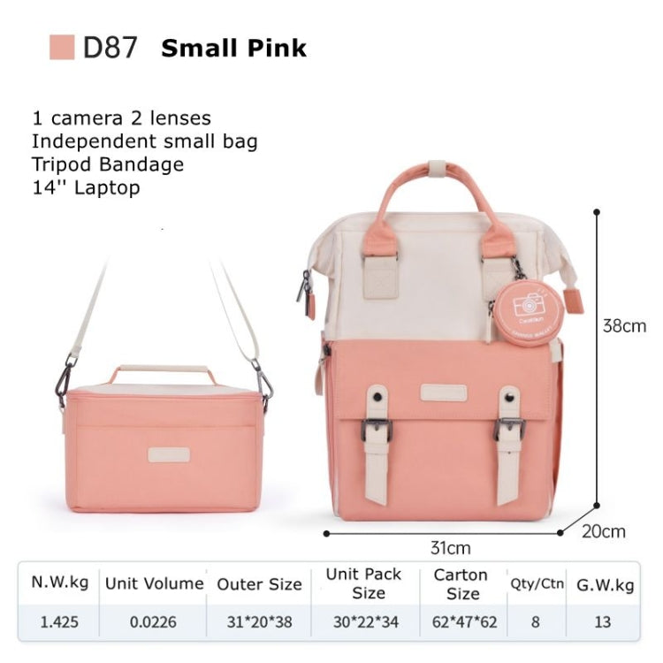Cwatcun D87 Color Matching Camera Backpack Large Capacity Photography Bag, Size:38 x 31 x 20cm Small(Pink)