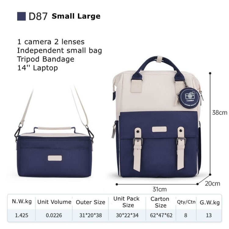 Cwatcun D87 Color Matching Camera Backpack Large Capacity Photography Bag, Size:38 x 31 x 20cm Small(Blue) - free shipping - PMC TechLife - Order now!