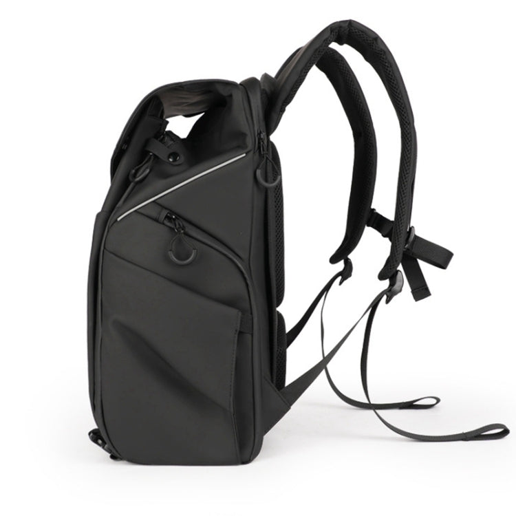 Cwatcun D89 Camera Backpack Water-resistant Leather Film 15.6 Laptop Sleeve Bag, Size:43.5 x 33 x 22.5cm(Black)