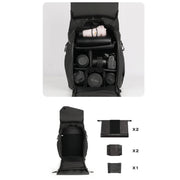 Cwatcun D89 Camera Backpack Water-resistant Leather Film 15.6 Laptop Sleeve Bag, Size:43.5 x 33 x 22.5cm(Black)