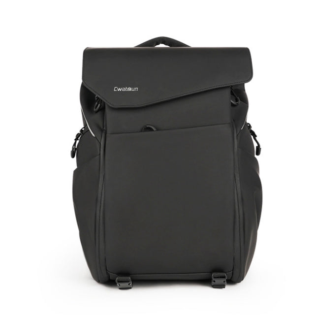 Cwatcun D89 Camera Backpack Water-resistant Leather Film 15.6 Laptop Sleeve Bag, Size:43.5 x 33 x 22.5cm(Black)