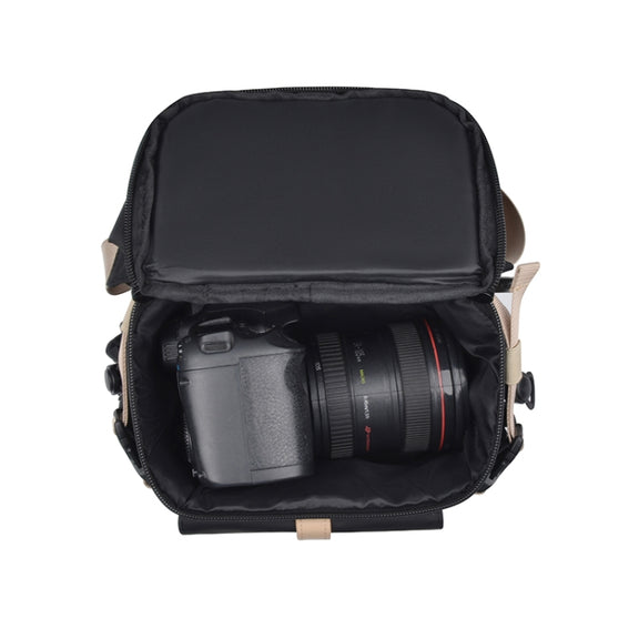 Cwatcun D90 Contrast Color Single Shoulder Camera Bag Outdoor Camera Bag Professional Crossbody Handbag, Size:22 x 15 x 18.5cm Small(Black)