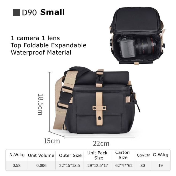 Cwatcun D90 Contrast Color Single Shoulder Camera Bag Outdoor Camera Bag Professional Crossbody Handbag, Size:22 x 15 x 18.5cm Small(Black)