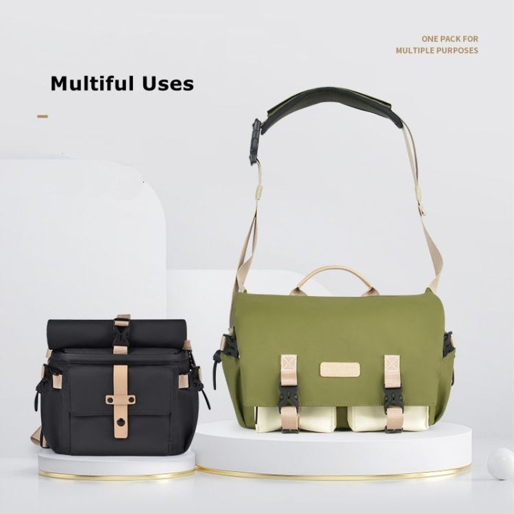 Cwatcun D90 Contrast Color Single Shoulder Camera Bag Outdoor Camera Bag Professional Crossbody Handbag, Size:22 x 15 x 18.5cm Small(Black)