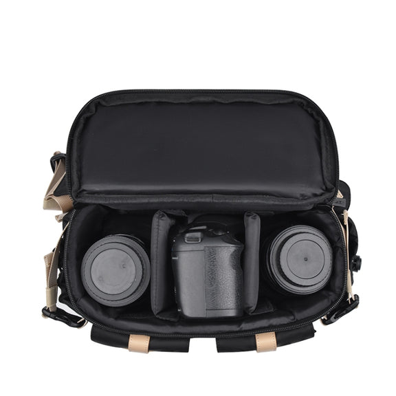Cwatcun D90 Contrast Color Single Shoulder Camera Bag Outdoor Camera Bag Professional Crossbody Handbag, Size:27 x 17 x 18.5cm Medium(Black)