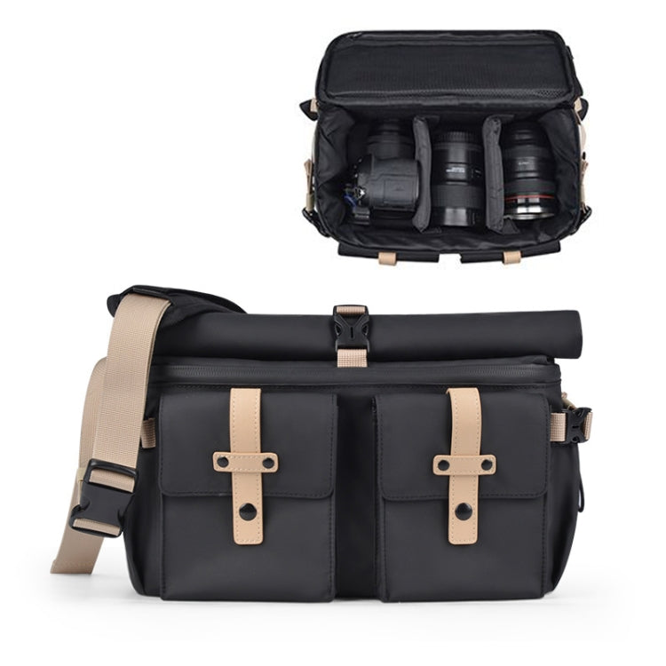 Cwatcun D90 Contrast Color Single Shoulder Camera Bag Outdoor Camera Bag Professional Crossbody Handbag, Size:30.5 x 19 x 20cm Large(Black) - free shipping - PMC TechLife - Order now!