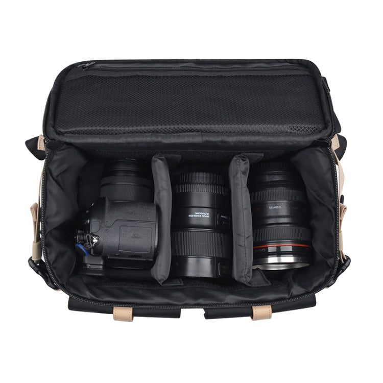 Cwatcun D90 Contrast Color Single Shoulder Camera Bag Outdoor Camera Bag Professional Crossbody Handbag, Size:30.5 x 19 x 20cm Large(Black)