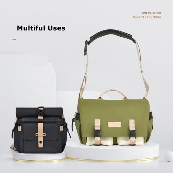 Cwatcun D90 Contrast Color Single Shoulder Camera Bag Outdoor Camera Bag Professional Crossbody Handbag, Size:30.5 x 19 x 20cm Large(Black)