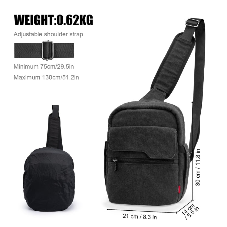 Cwatcun D93 Camera Bag Canvas Shoulder Bag, Size:21 x 14 x 30cm Black - Strap Satchel by Cwatcun | Online Shopping South Africa | PMC TechLife | Buy Now Pay Later Mobicred
