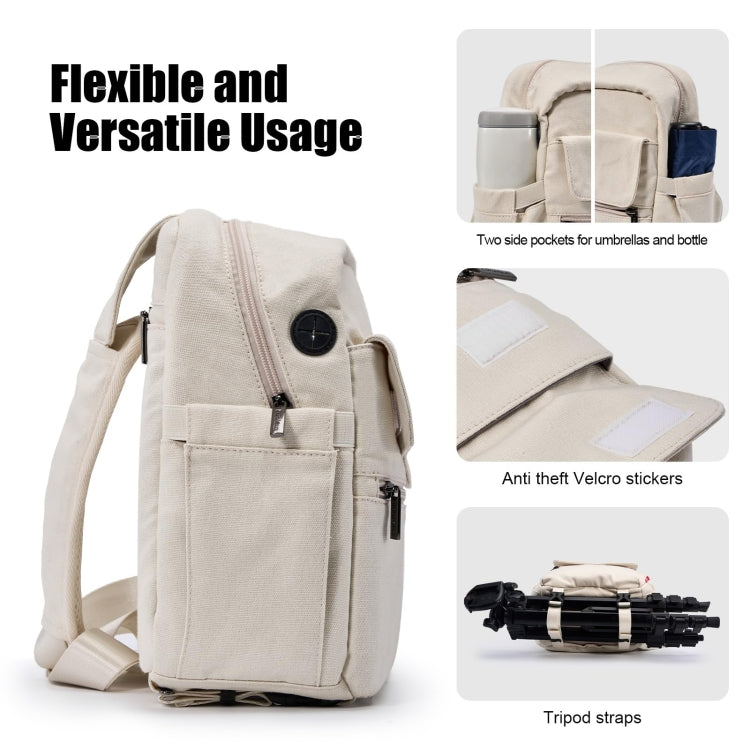 Cwatcun D93 Camera Bag Canvas Shoulder Bag, Size:21 x 14 x 30cm Beige - free shipping - PMC TechLife - Order now!