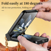 For OPPO Find N3 Flip SULADA Elegant Rhombic Texture Folding Phone Case with Lanyard(Red)