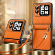 For Huawei nova Flip SULADA Elegant Rhombic Texture Folding Phone Case with Lanyard(Orange) - free shipping - PMC TechLife - Order now!
