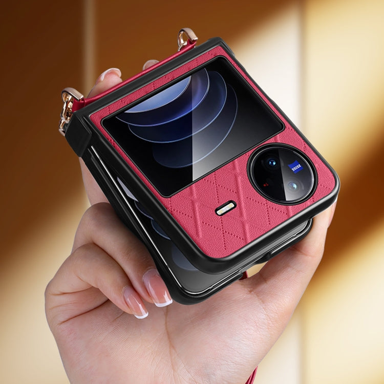 For vivo X Flip SULADA Elegant Rhombic Texture Folding Phone Case with Lanyard(White) - free shipping - PMC TechLife - Order now!