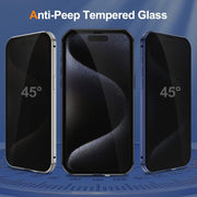 For iPhone 16 Anti-peeping Magnetic Double-sided Tempered Glass Phone Case(Silver)